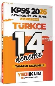 Yediiklim Yayınları 2026 KPSS Ortaöğretim Ön Lisans Genel Yetenek Türkçe Tamamı Çözümlü 14 Deneme