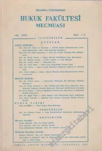 İstanbul Üniversitesi Hukuk Fakültesi Mecmuası  - Sayı: 1 - 2  XXIX