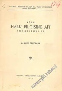 Türk Halk Bilgisine Ait Araştırmalar -        1938