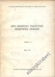 Atatürk Üniversitesi Fen Edebiyat Fakültesi Edebiyat Bilimleri Araştırma Dergisi - Sayı: 16 Fasikül : 3