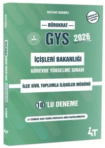4T Yayınları GYS İçişleri Bakanlığı İlçe Sivil Toplumla İlişkiler Müdürü 10'lu Deneme