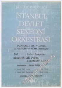 İstanbul Devlet Senfoni Orkestrası Broşürü : Ölümünün 250. Yılında A. Vivaldi'yi Anma Konseri -        1991