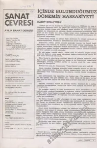 Sanat Çevresi Aylık Sanat Dergisi - Resim, Heykel, Dekoratif Sanatlar, Mimarlık, Tiyatro, Sinema, TV, Fotoğraf, Sanat Olayları - Sayı: 226      Temmuz