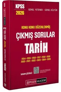 Pegem Yayınları 2026 KPSS Genel Kültür Tarih Konu Konu Düzenlenmiş Tamamı Çözümlü Çıkmış Sorular