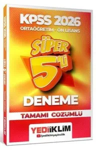 Yediiklim Yayınalrı 2026 KPSS Ortaöğretim Ön Lisans Genel Yetenek Genel Kültür Tamamı Çözümlü Süper 5 Deneme