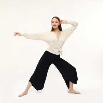 Asana - Asimetrik Kesim %100 Organik Modal Kumaş | Lacivert Kadın Yoga Pantolonu