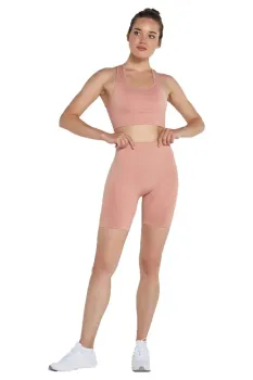 Gela Şekillendirici Sport Biker Tayt Pastel Pembe