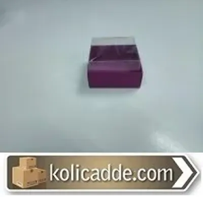 Şeffaf Kapaklı Mor Karton Kutu 5x5x3 cm.