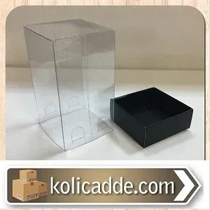 Asetat Kapaklı Siyah Karton Kutu 5x5x9 cm.
