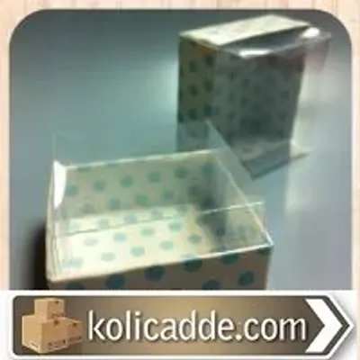 Mavi Puantiyeli Asetat Kutu 6x6x3,5 cm