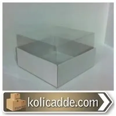 Beyaz Karton Asetatlı Kutu 8x8x5 cm.