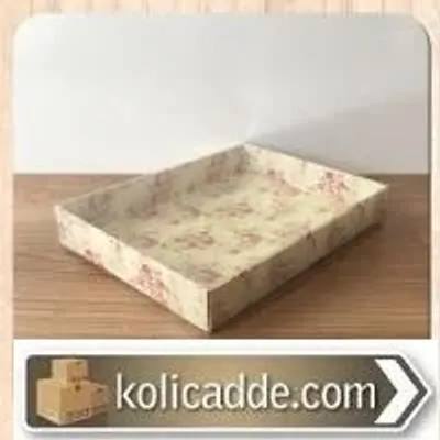 Asetat Kapaklı Altı Gül Desenli Sarı Karton Kutu 15x20x5 cm