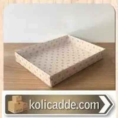 Asetat Kapaklı Altı Pembe Gül Desenli Karton Kutu 15x20x5 cm