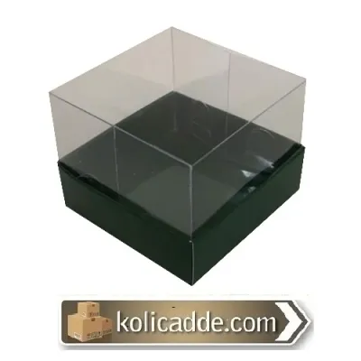 Alt Yeşil Karton Üst Asetat Kapak Kutu 7x7x7 cm