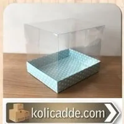Mavi Puantiyeli Altı Karton Kutulu Asetat Kutu 12x15x12