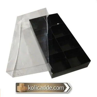 Asetat Kapaklı Siyah Kutu 8 Bölmeli 20x10x3
