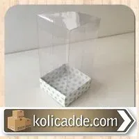 Asetat Kapaklı Mavi Puanlı Kutu 5x5x9 cm.