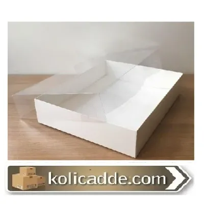 Asetat Kapaklı Beyaz Karton Kutu 20x25x5 cm Asetat Kapaklı Beyaz Karton Kutu 20x25x5 cm