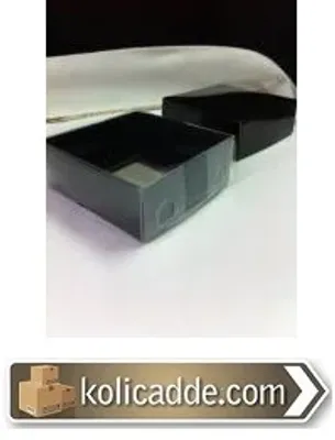 Asetat Kapaklı Siyah Karton Kutu 9x9x5 cm