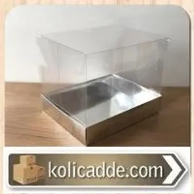 Gümüş Renk Karton Kutulu Asetat Kutu 12x15x12