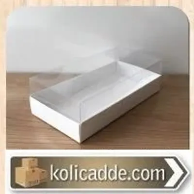 Asetat Kapaklı Beyaz Renk Karton Kutu 20x10x5,5 cm