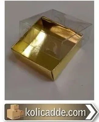Asetat Kapaklı Gold Metalize Kutu 5x5x2,2 cm