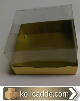 Gold Karton Kutu Asetat Kapaklı 12x12x8,5 cm