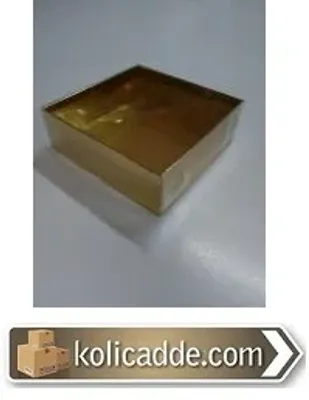 Asetat Kapaklı Gold Kutu 9x9x3 cm