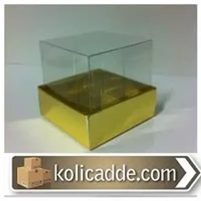 Gold Karton Kutu Asetat Kapaklı 7x7x7 cm