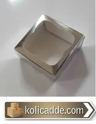 Asetat Pencereli Gümüş Kutu 9x9x3 cm