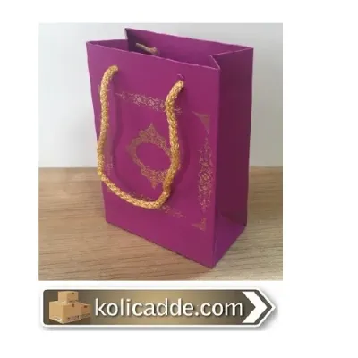 Altın Saray Desenli Mor Karton Çanta 12x17x7 cm