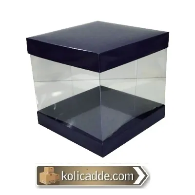 Asetat Gövdeli Çift Taraflı Lacivert Kutu 20X20X17.5 cm