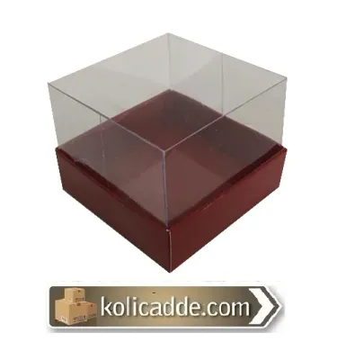 Alt Bordo Karton Üst Asetat Kapak Kutu 7x7x7 cm