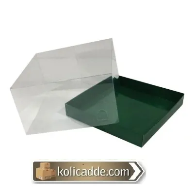Asetat Kapaklı Altı Yeşil Karton Kutu 20x20x10 cm