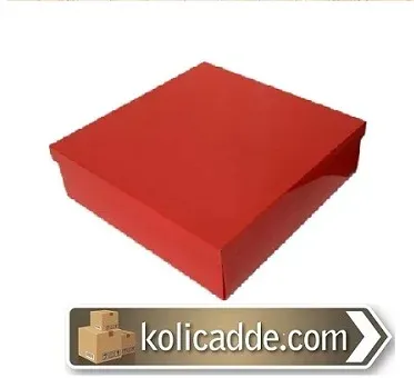 Kapaklı Kırmızı Karton Kutu 25x25x10 cm