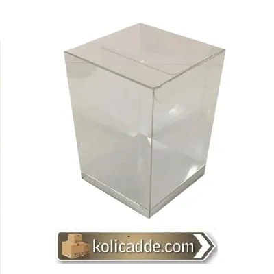 Altı Gümüş İç Yükseltici Karton Üstü Asetat Kutu 10x10x14 cm