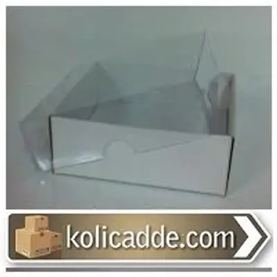 Asetat Kapaklı Beyaz Kutu 8x8x2 cm.