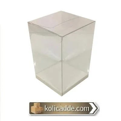 Altı Beyaz İç Yükseltici Karton Üstü Asetat Kutu 10x10x14 cm