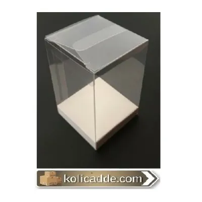 Altı Beyaz Ic Yükseltici Karton Üstü Asetat Kutu 6x6x8 cm