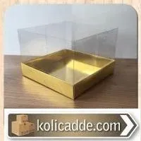 Asetat Kapaklı Gold Karton Kutu 15x15x10cm