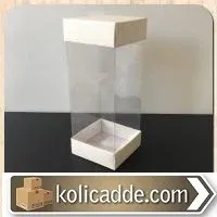 Beyaz Karton Kapaklı Asetat Kutu 6x6x15,5 cm.