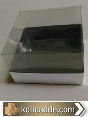 Gümüş Karton Kutu Asetat Kapaklı 12x12x8,5 cm