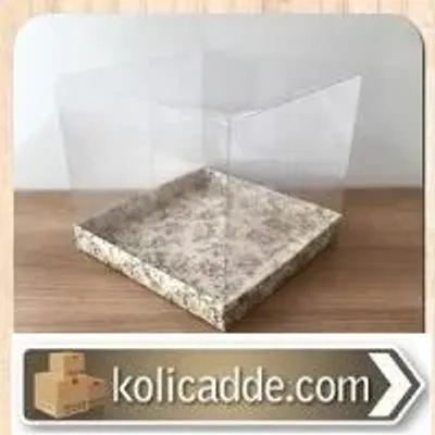 Çiçek Desenli Asetat Kutu 20x20x17,5 cm