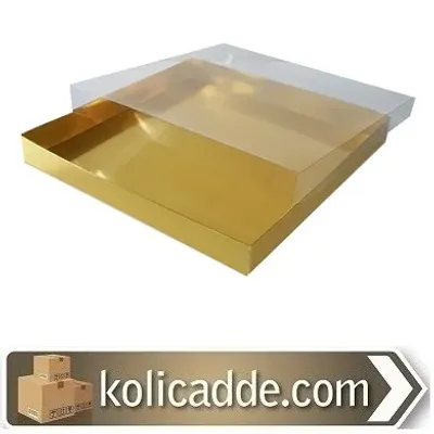 Asetat Kapaklı Gold Kutu 35x35x4 cm.