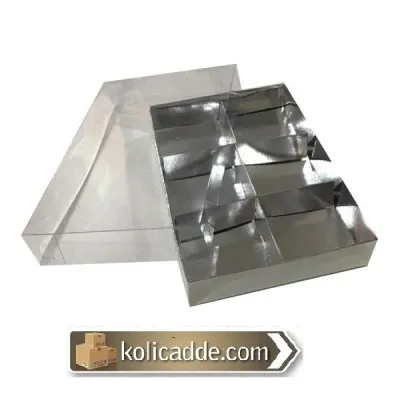 Asetat Kapaklı Gümüş Kutu 6 Bölmeli 15x20x3