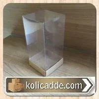 Altı Kraft Kartondan Şeffaf Kapaklı Asetat Kutu 7x7x14 cm