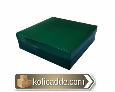 Kapaklı Yeşil Karton Kutu 25x25x10 cm