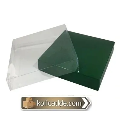 Asetat Kapaklı Altı Yeşil Karton kutu 15x15x3 cm