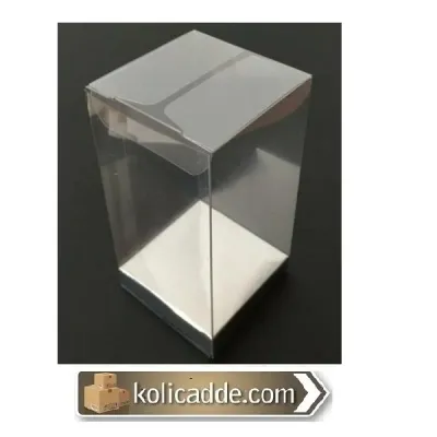 Altı Gümüş İç Yükseltici Karton Üstü Asetat Kutu 5x5x12 cm
