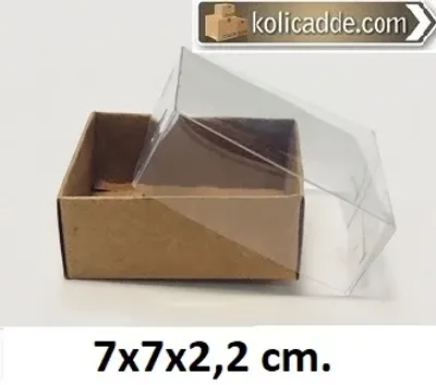 Alt Kraft Karton Kutu Üst Asetat 7x7x2,2 cm